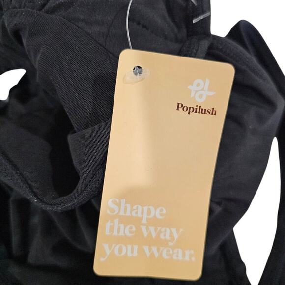 Popilush Tummy Control Ruched One Piece Swimsuit Black Size XXL NWT - Picture 11 of 12